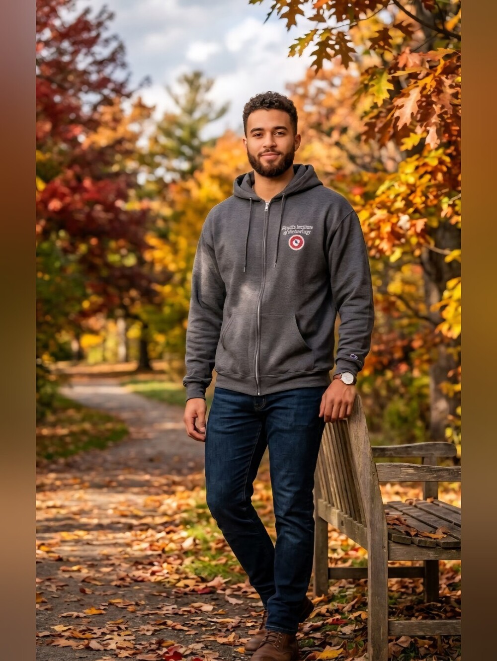 Champion Men's Charcoal Zip-Up Hoodie Sweater